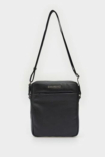 Сумка на плечо кожаная черная Bikkembergs