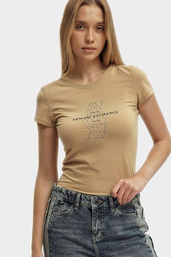 Футболка хлопковая бежевая Armani Exchange