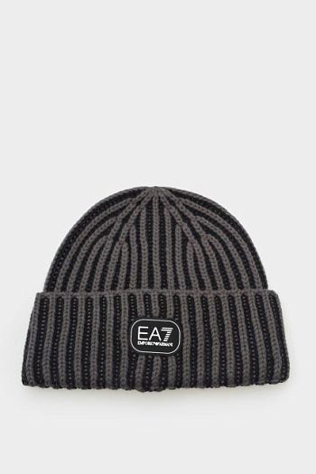 Шапка шерстяная черная EA7
