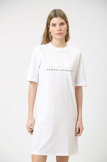 Платье хлопковое белое Armani Exchange