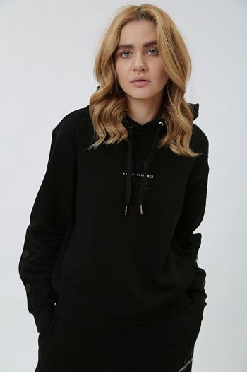 Худи хлопковое черное  Armani Exchange