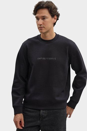 Свитшот хлопковый черный Emporio Armani