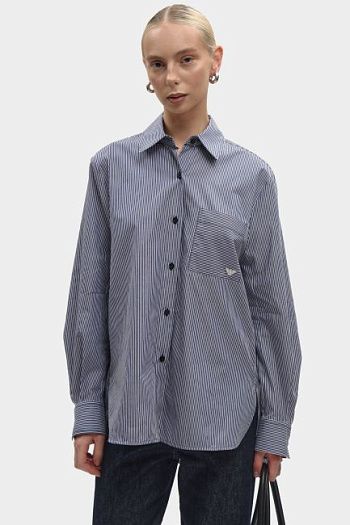 Рубашка хлопковая синяя Emporio Armani