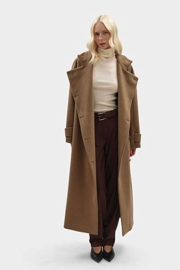 Пальто шерстяное коричневое Trussardi