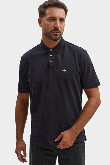 Поло с коротким рукавом хлопковое синее Armani Exchange