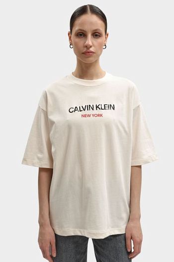 Футболка хлопковая молочная Calvin Klein Jeans