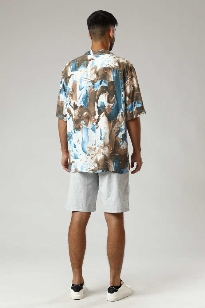 30031193_10013611 Шорты льняные Strellson Голубой