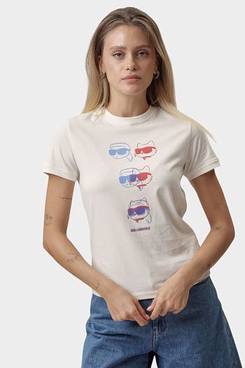 Футболка хлопковая молочная Karl Lagerfeld