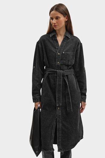 Платье хлопковое черное Pepe Jeans