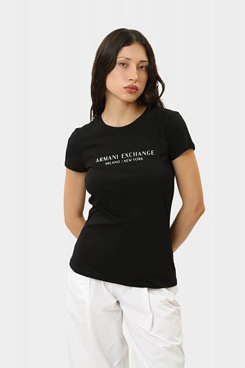 Футболка хлопковая черная Armani Exchange