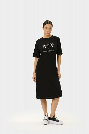 Платье хлопковое черное Armani Exchange