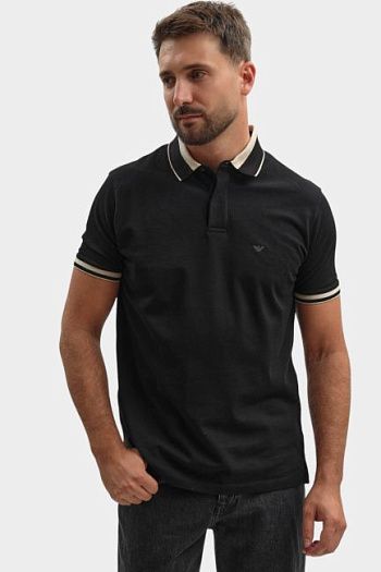 Поло хлопковое черное Emporio Armani