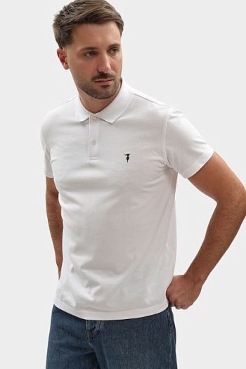 Поло хлопковое белое Trussardi