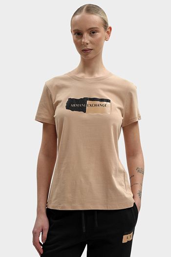 Футболка хлопковая бежевая Armani Exchange