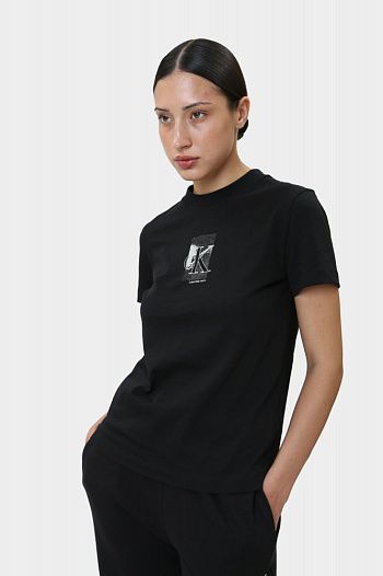Футболка хлопковая черная Calvin Klein Jeans