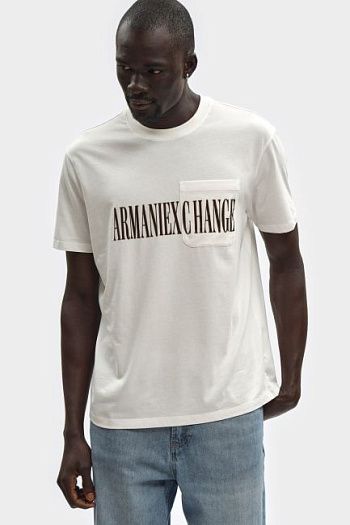 Футболка хлопковая молочная Armani Exchange