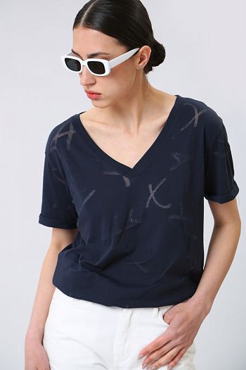 Футболка хлопковая синяя Armani Exchange