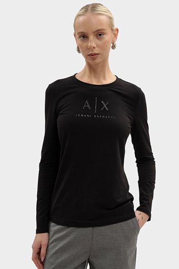 Лонгслив хлопковый черный Armani Exchange