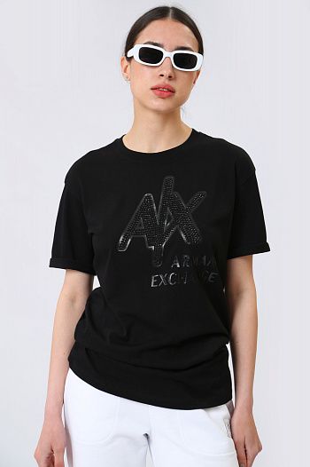 Футболка хлопковая черная Armani Exchange