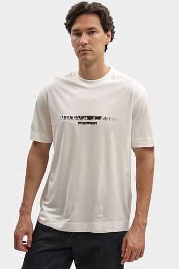 Футболка из лиоцелла белая Emporio Armani