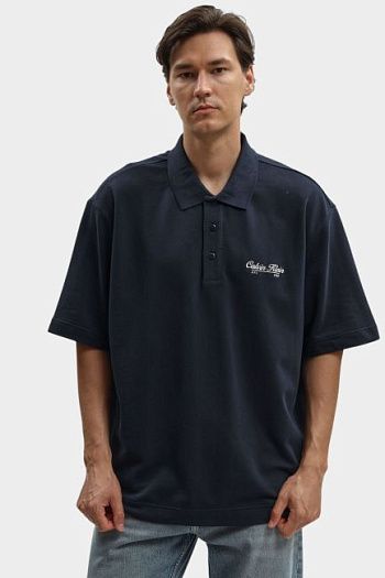 Футболка поло хлопковая синяя Calvin Klein Jeans