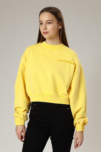 Свитшот хлопковый желтый Calvin Klein Jeans