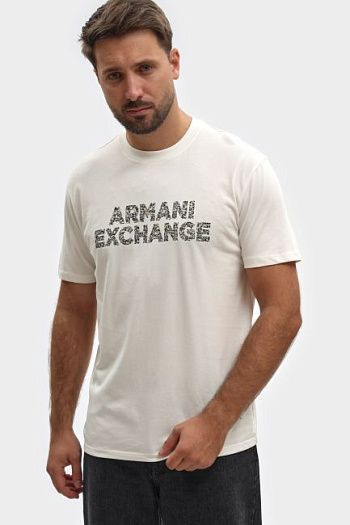 Футболка хлопковая молочная Armani Exchange