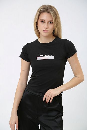 Футболка хлопковая черная Calvin Klein Jeans