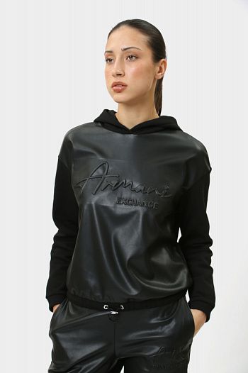 Худи хлопковое черное  Armani Exchange