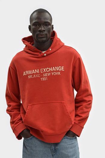 Худи хлопковое красное Armani Exchange