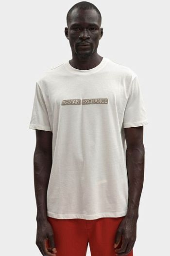 Футболка хлопковая молочный Armani Exchange