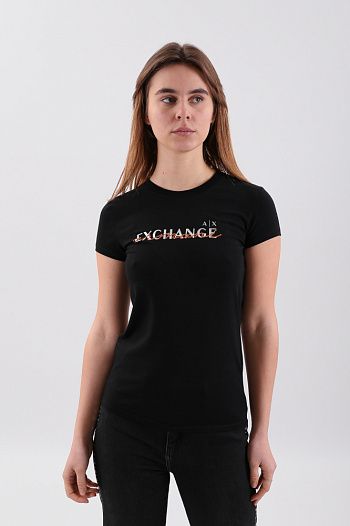 Футболка хлопковая черная Armani Exchange