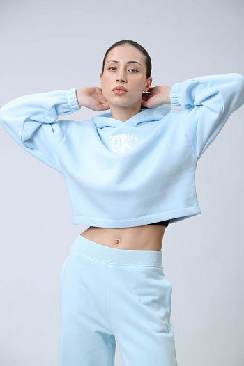 Худи хлопковое голубое  Calvin Klein Jeans
