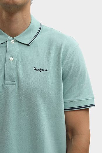 Футболка поло хлопковая зеленая Pepe Jeans