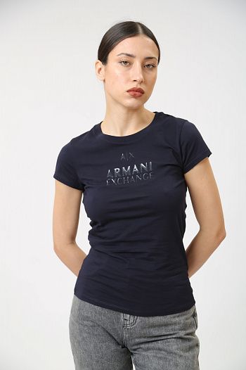 Футболка хлопковая синяя Armani Exchange