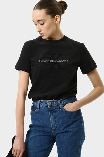 Футболка хлопковая черная Calvin Klein Jeans