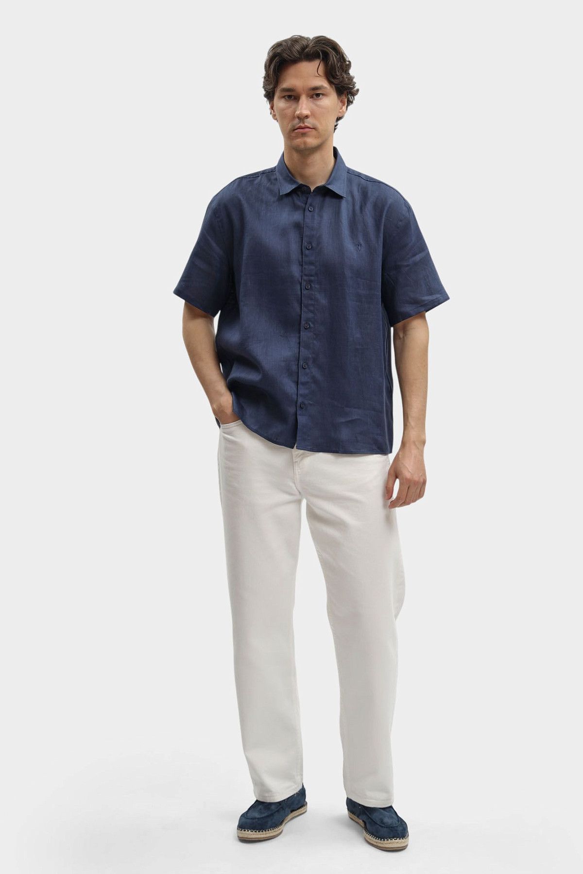 Рубашка льняная Trussardi Синий