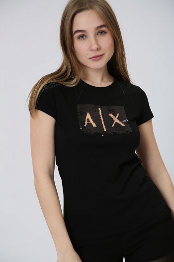 Футболка хлопковая черная Armani Exchange