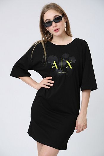 Платье хлопковое черное Armani Exchange