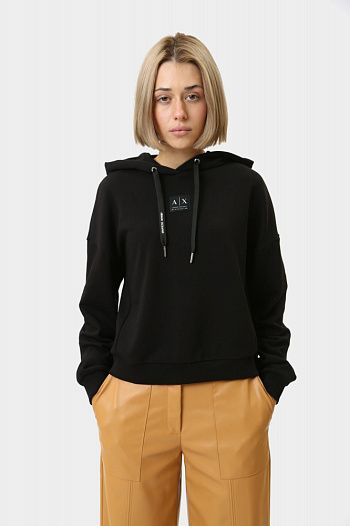 Худи хлопковое черное  Armani Exchange