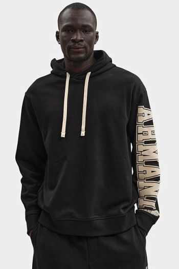 Худи хлопковое черное Armani Exchange