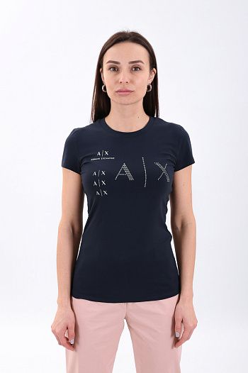 Футболка хлопковая синяя Armani Exchange