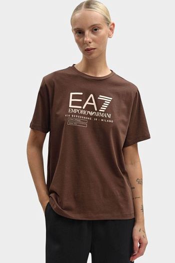 Футболка хлопковая коричневая EA7
