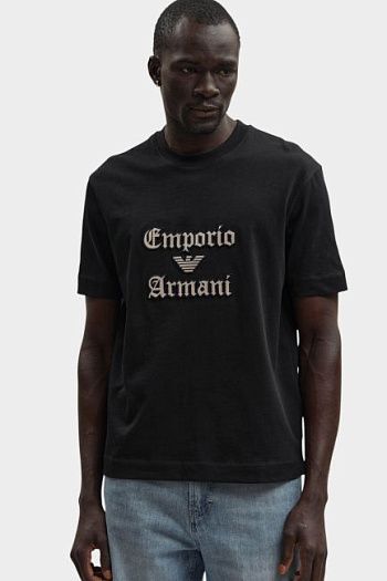 Футболка хлопковая черная Emporio Armani