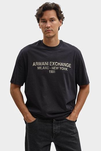 Футболка хлопковая черная Armani Exchange
