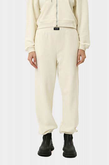 Брюки спортивные хлопковые молочные Karl Lagerfeld