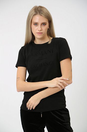 Футболка хлопковая черная Armani Exchange