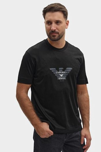 Футболка хлопковая черная Emporio Armani