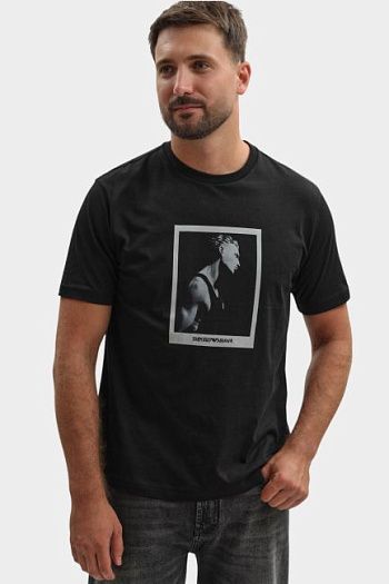 Футболка хлопковая черная Emporio Armani
