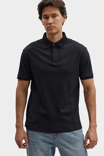 Футболка поло хлопковая черная Emporio Armani